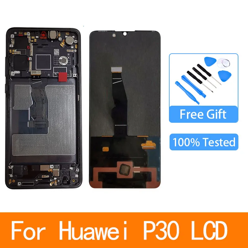 

display for huawei p30 LCD Display Screen Touch Digitizer Assembly ELE-L29 ELE-L09 lcd with frame for huawei p30 display
