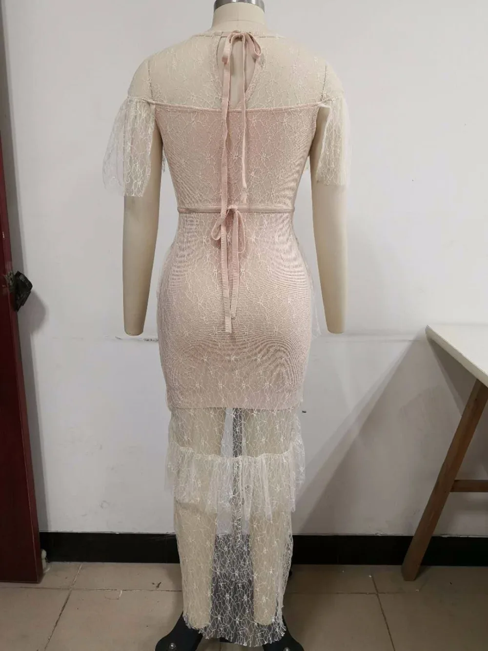 

New Fashion Sexy Lace Off Shoulder Hollow Out Rayon Bandage Long Dress Elegant Evening Party Dress Vestidos