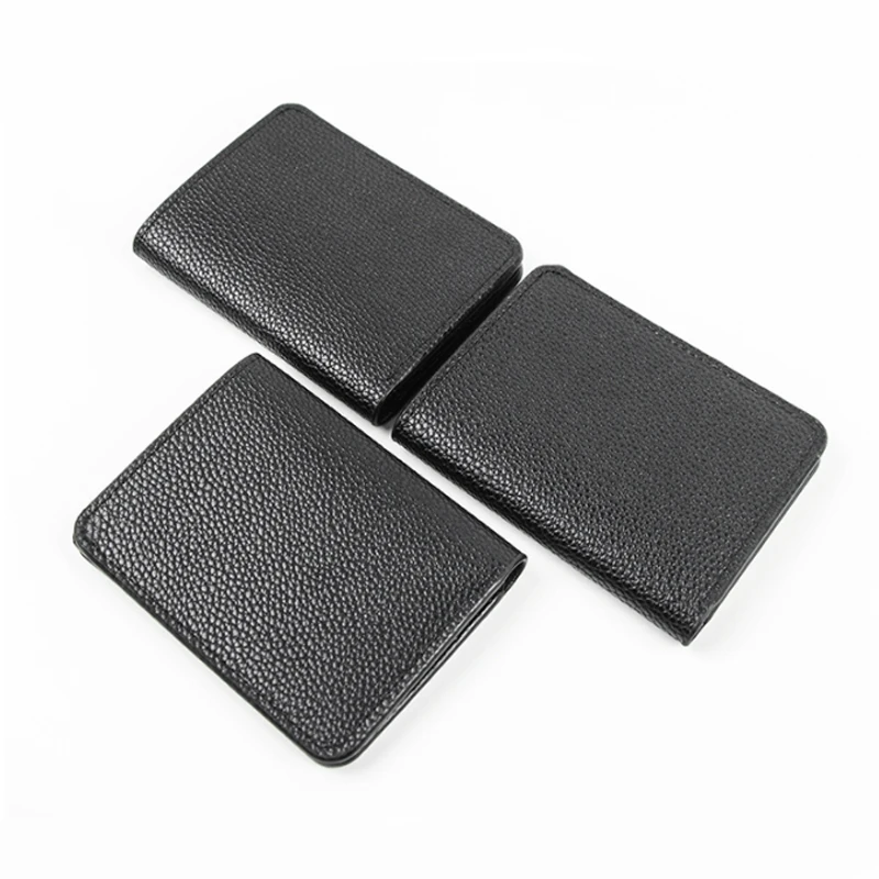 Ultra-Thin Black Credit ID Card Holder PU Leather Women Men Coin Purse Lychee Pattern Money Bag Wallet Driver's License Cover | Багаж и