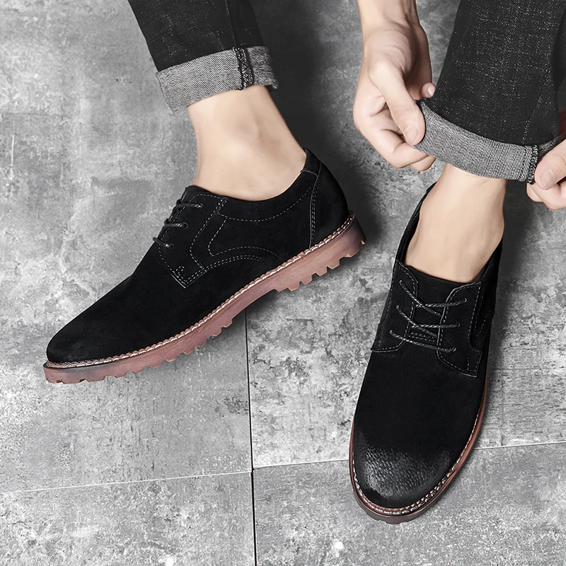 

Men Oxford Genuine Leather Dress Shoes Big Size 47 Lace Up Flats Men Casual Moccasins Fashion Office Walking Footwear
