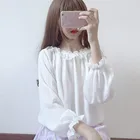 Женская шифоновая блузка, в японском стиле, с длинными рукавами-фонариками