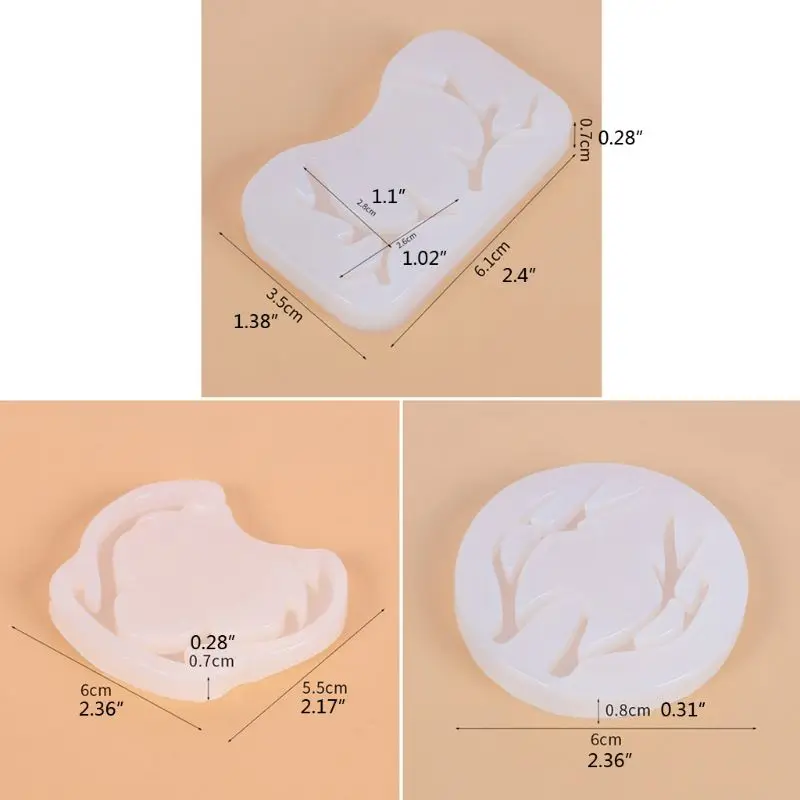 

3Pcs Lovely Antlers Necklace Pendant Hairpin Epoxy Resin Silicone Mold Jewelry Earrings Making Tools