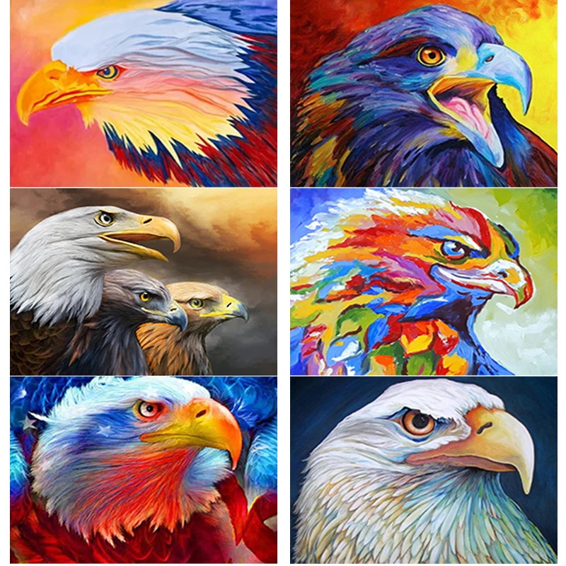 

New 5D DIY Diamond Painting Animal Cross Stitch Full Square Round Drill Eagle Head Diamond Embroidery Home Decor Manual Art Gift