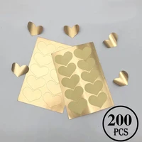 200 pieces diy gold heart shape stickers scrapbook seal label paper packaging envelope seal candy dragee bag gift box stationery