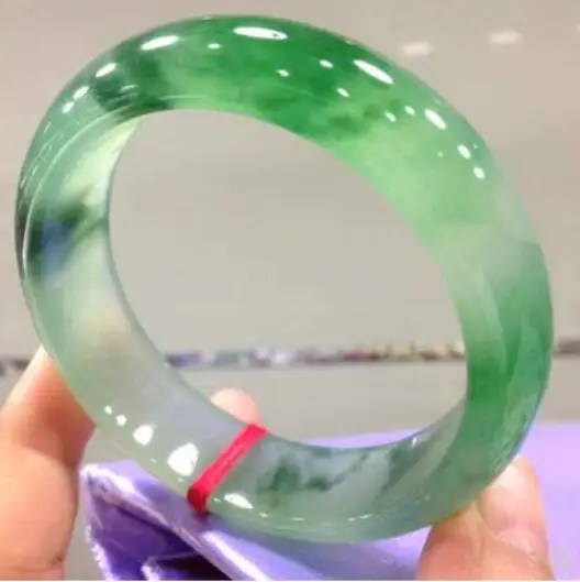 Натуральный ледяной браслет из Мьянмы жадеита с кольцом синим цветком