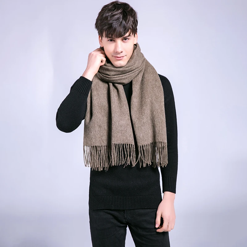 Мужской зимний шарф из 100% шерсти кашемировые Роскошные шерстяные толстые