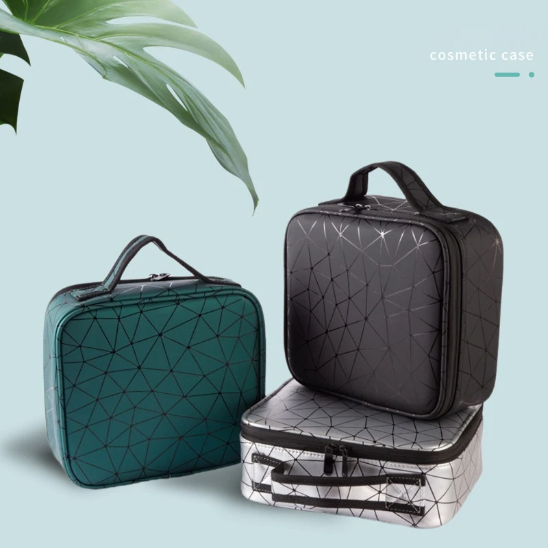 

Female Makeup Case Profession Fashion Cosmetics Bag Organizer Neceser Storage Box Portable PU Suitcase Women Large Capacity Bag