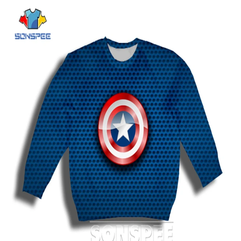 Уличная одежда с 3D принтом Капитан Америка Щит Детская Повседневная футболка