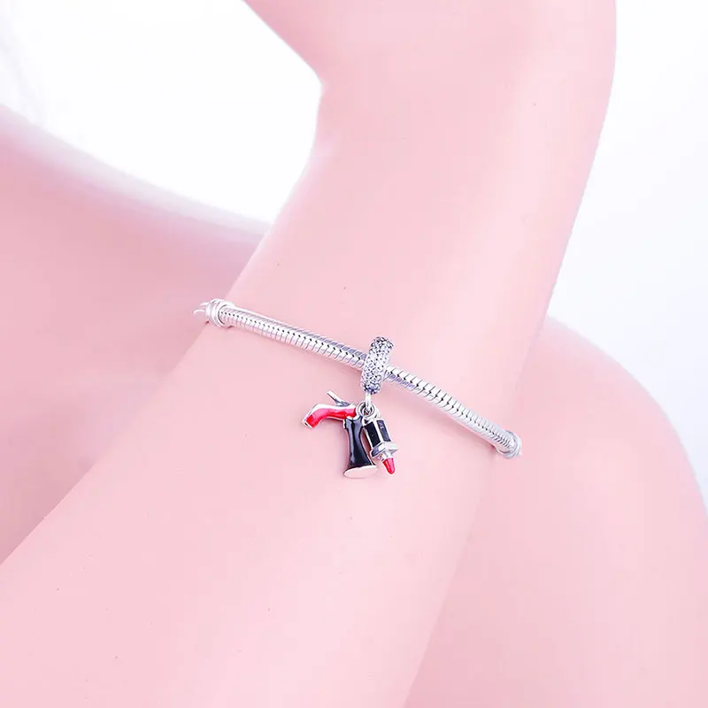 Женский браслет из серебра 925 пробы на высоком каблуке|Бусины| |