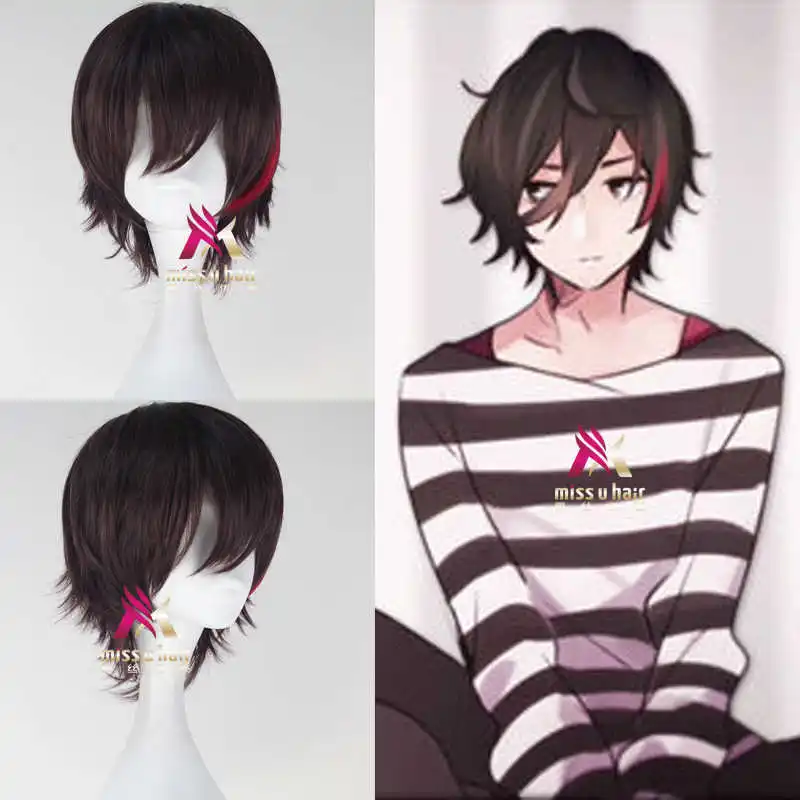 

anime warm Japanese Anime Guilty Crown (GC) Ren'ai Saiban Cosplay Wig Halloween Party Stage Play short Hair+wig cap