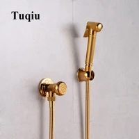tuqiu bidet faucet hand held bidet sprayer douchetoilet kit gold brass shattaf shower head copper valve set jet bidet faucet set