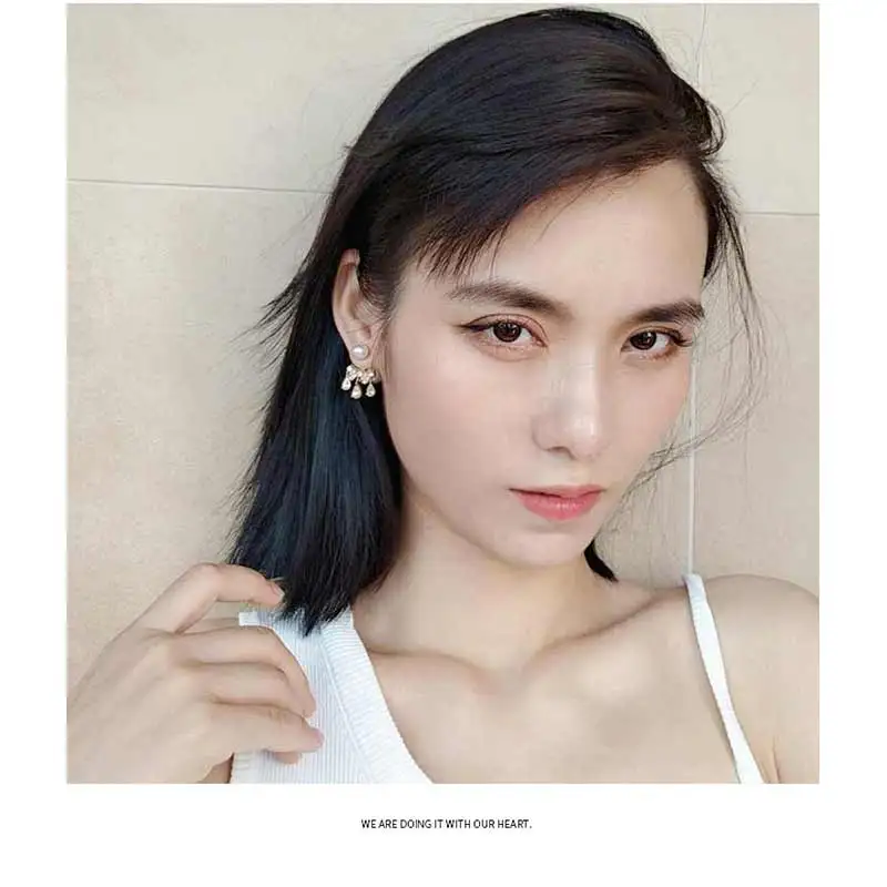 

Double-sided pearl earrings tassel retro female earrings women small earrings delicate temperament earrings senior