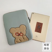tablet case laptop storage bag for mac ipad pro 9 7 11 13inch cartoon glasses bear koala sleeve liner bag student girls case