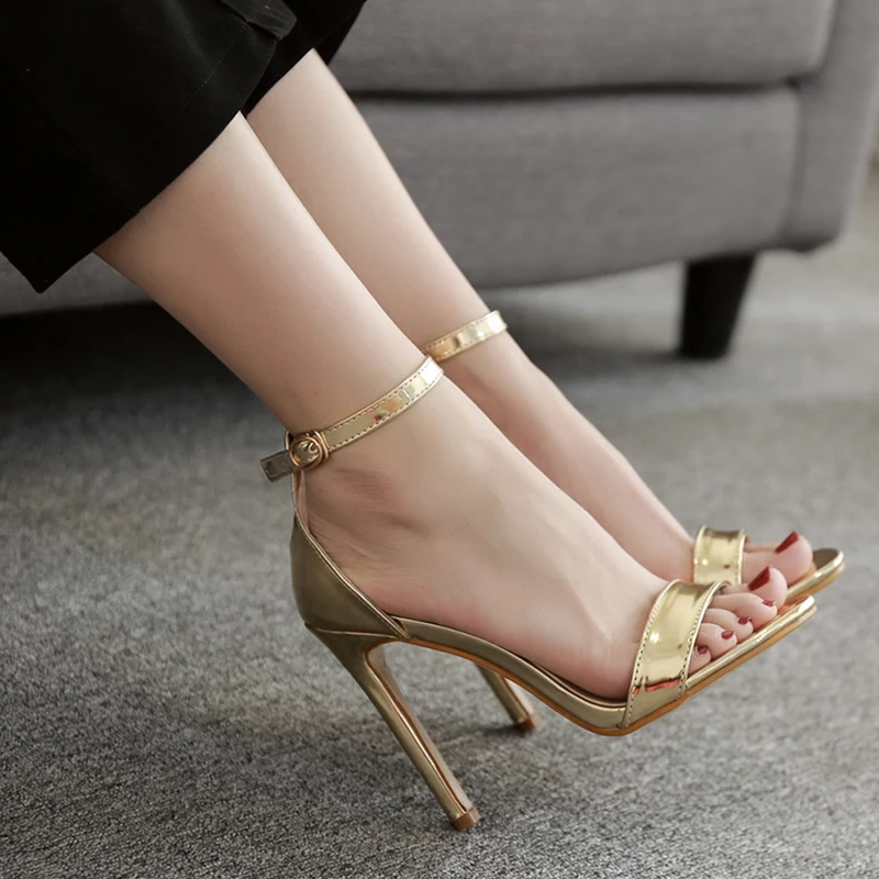 Туфли-лодочки женские на высоком каблуке 12 см золотистые/серебристые 2021 | Обувь