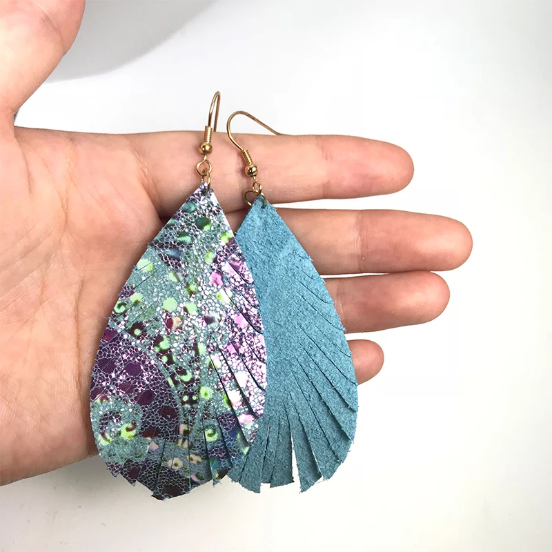 Cpop новые модные блестящие серьги из натуральной кожи для женщин массивные