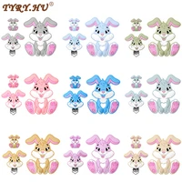 tyry hu silicone beads set baby silicone teether bpa free rabbit chewing pandent diy jewelry pacifier clips teething toy
