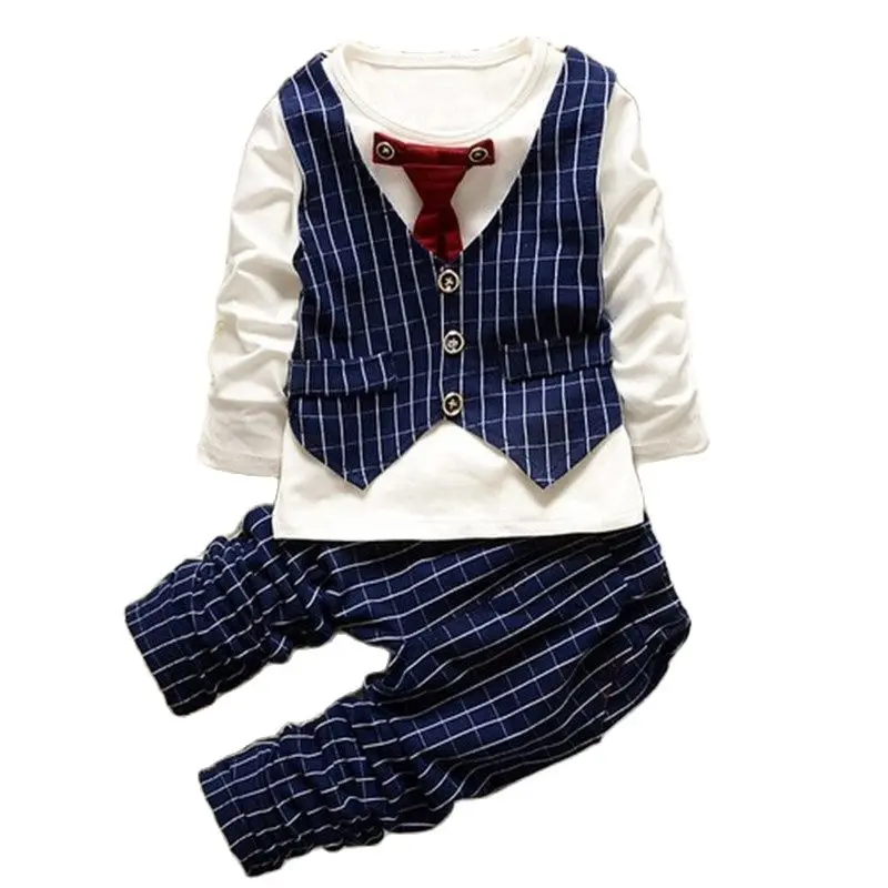 BibiCola New arrival autumn spring baby boys clothing sets lattice tops + pants sport suit for infant boy tracksuits 2pcs |