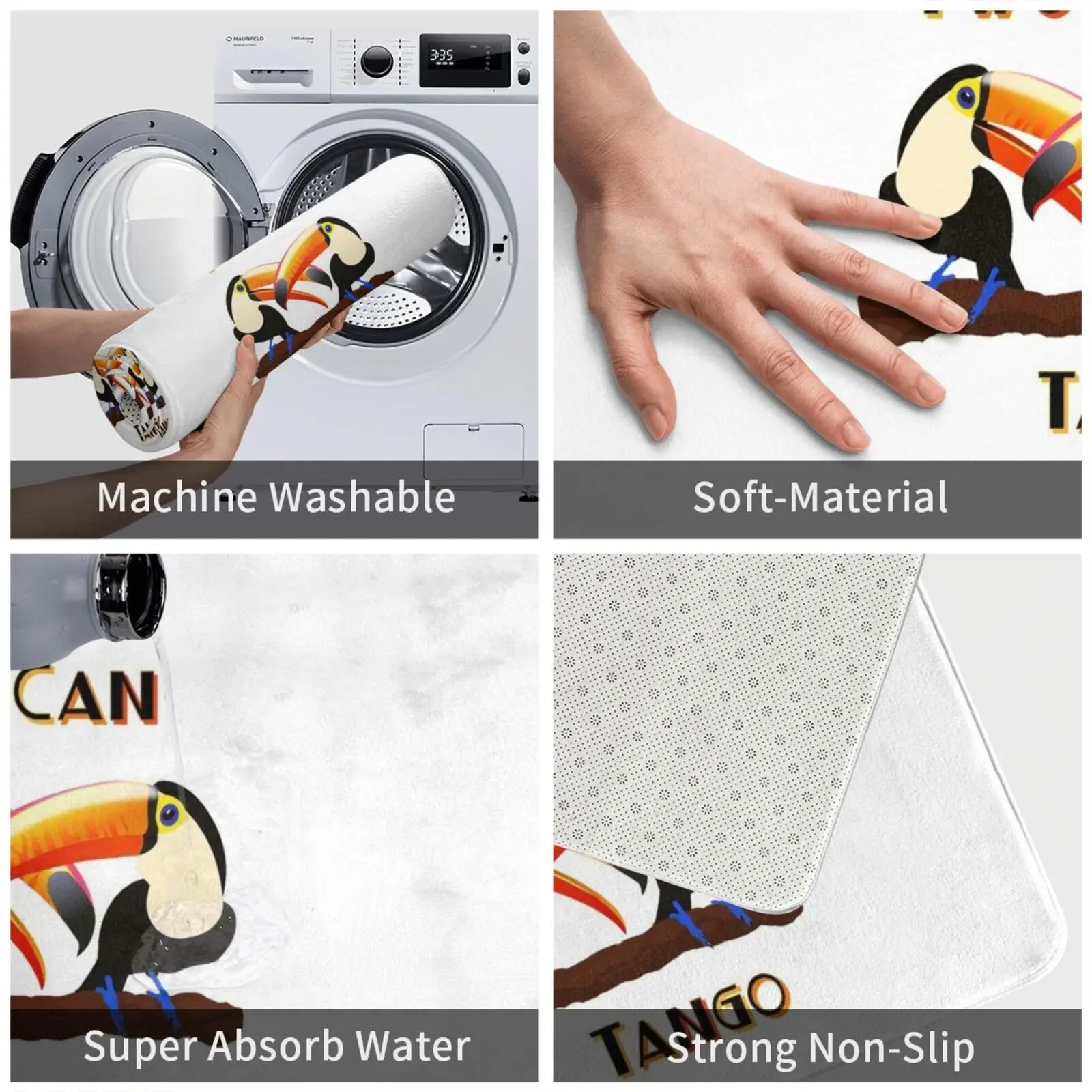 Коврик для танго Toucan коврик мягкий птицы разноцветный танцевальный Kuduu Cheeky