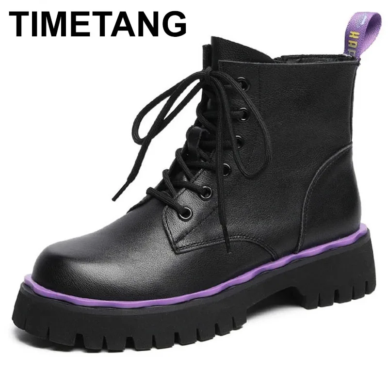 

TIMETANGWomen's Leather Riding Boots New Autumn British Thin Single Boot Short Boots Green Edge Thin Boots 2021