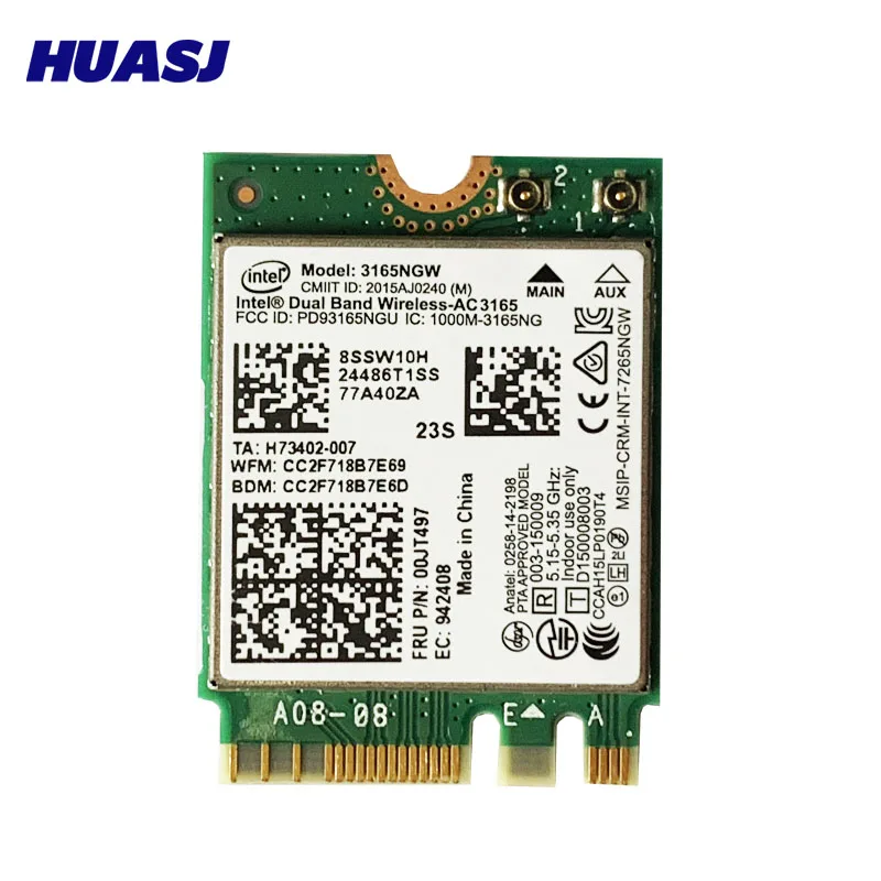 Huasj Intel 00JT497 3165NGW беспроводной переменный ток двухдиапазонный для ноутбука Lenovo