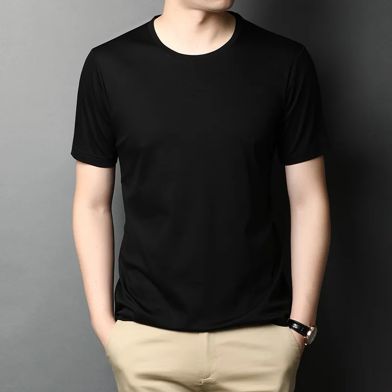 

Мужская Летняя Новинка 2021, хлопковая Футболка с круглым вырезом и коротким рукавом, мужские топы с рукавом до локтя, футболки 88012-990