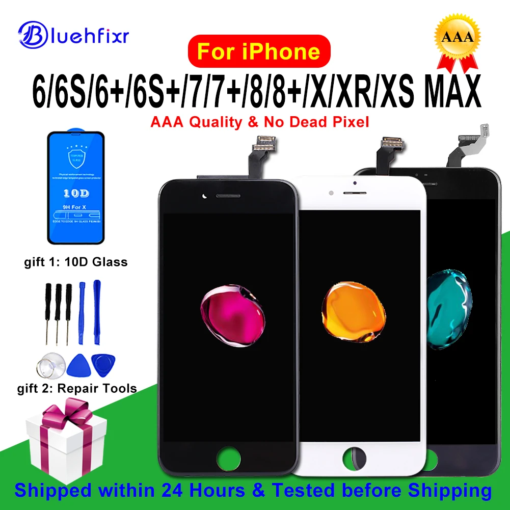 ЖК экран для iPhone 6 6S 7 8 Plus X XR XS MAX ремонта дисплея защита экрана из закаленного