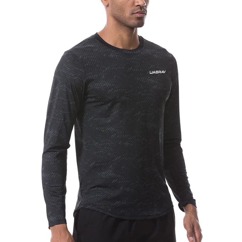Мужская рубашка для бега с длинным рукавом дышащая Рашгард Джерси спортзала