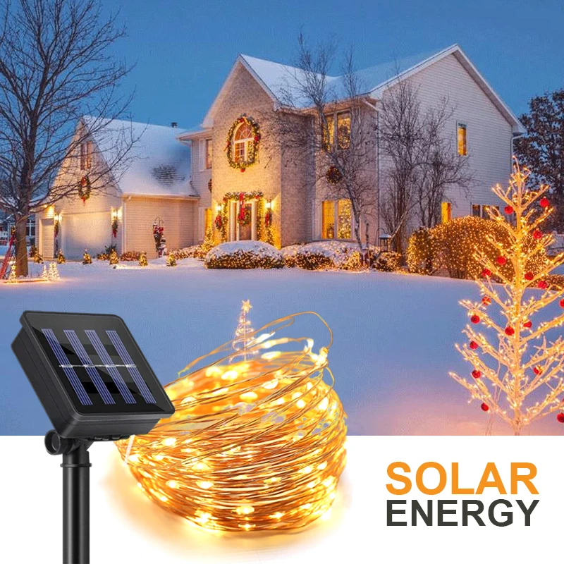 

Рождественсветильник гирлянда, новогодние украшения для дома, улицы, окна, празднисветильник освещение на солнечной энергии, светодиодный ...