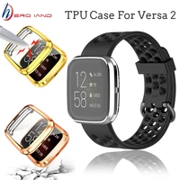 soft tpu silicone plating case cover for fitbit versa 2 full screen protector case on fit bit versa2 smartwatch protective coque