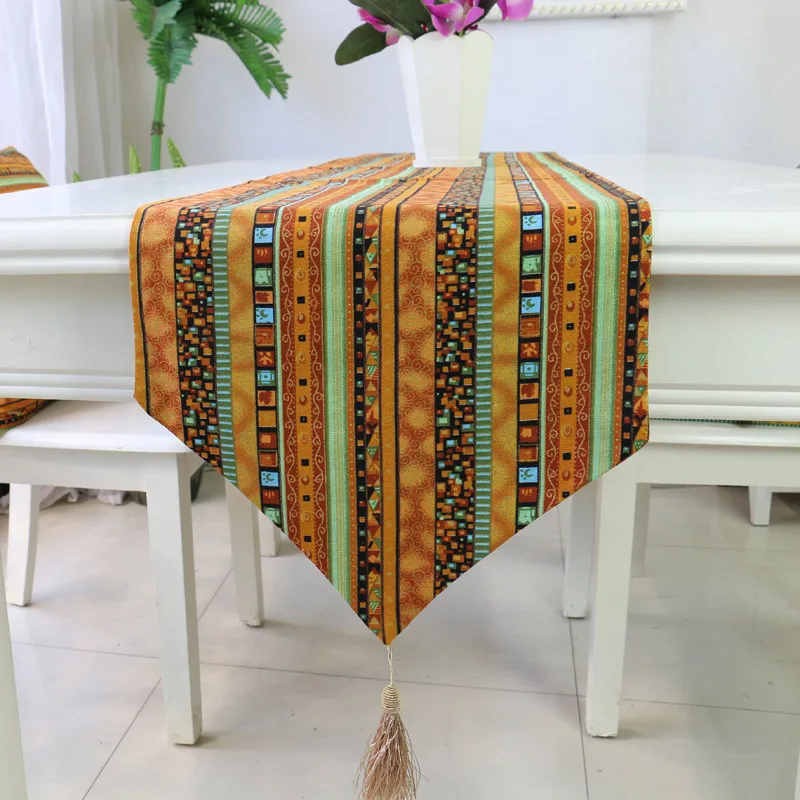 

Table Runner Linen Cotton Table Runners Striped Bronzing Cloth For Wedding Banquet Party Dining Desk Decor Home Textile Supplies