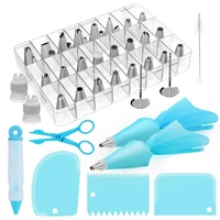 42 pcs stainless steel nozzle set silicone pastry bag baking accessories for diy icing piping cream cookie baking decor tools