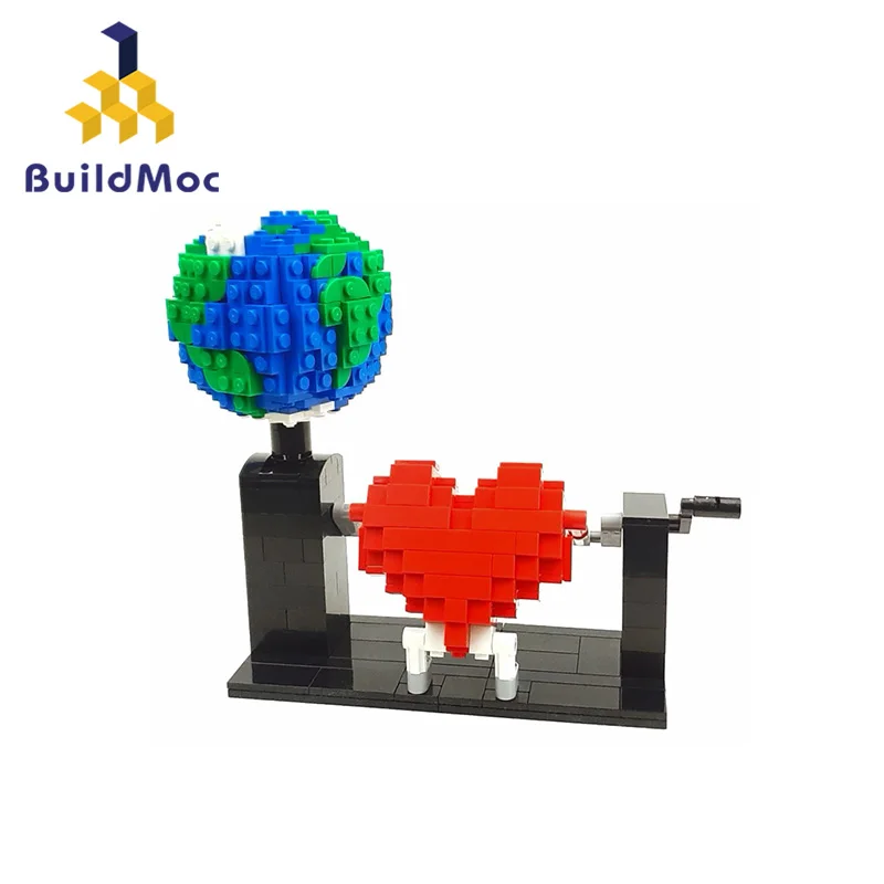 

BuildMoc Love And Earth Heart Display 441 шт. модель MOC строительные блоки игрушки для детей DIY игрушка Подарки для детей