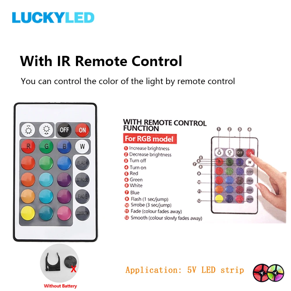 Счастливая светодиодный RGB контроллер DC5V 12V 24V 3Key/24Key ИК пульт дистанционного