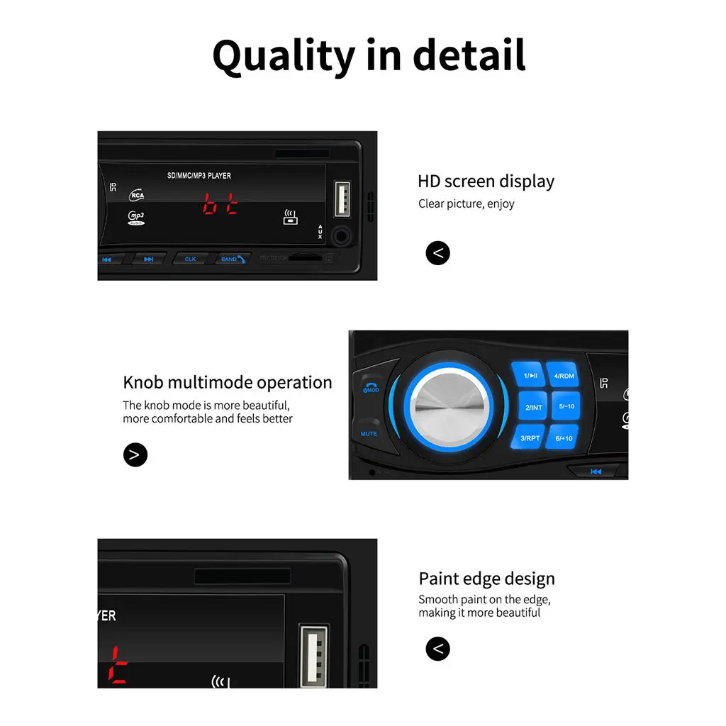 

Автомагнитола 12 В 1DIN, стерео MP3-плеер, Bluetooth, аудио, USB, AUX, головное устройство