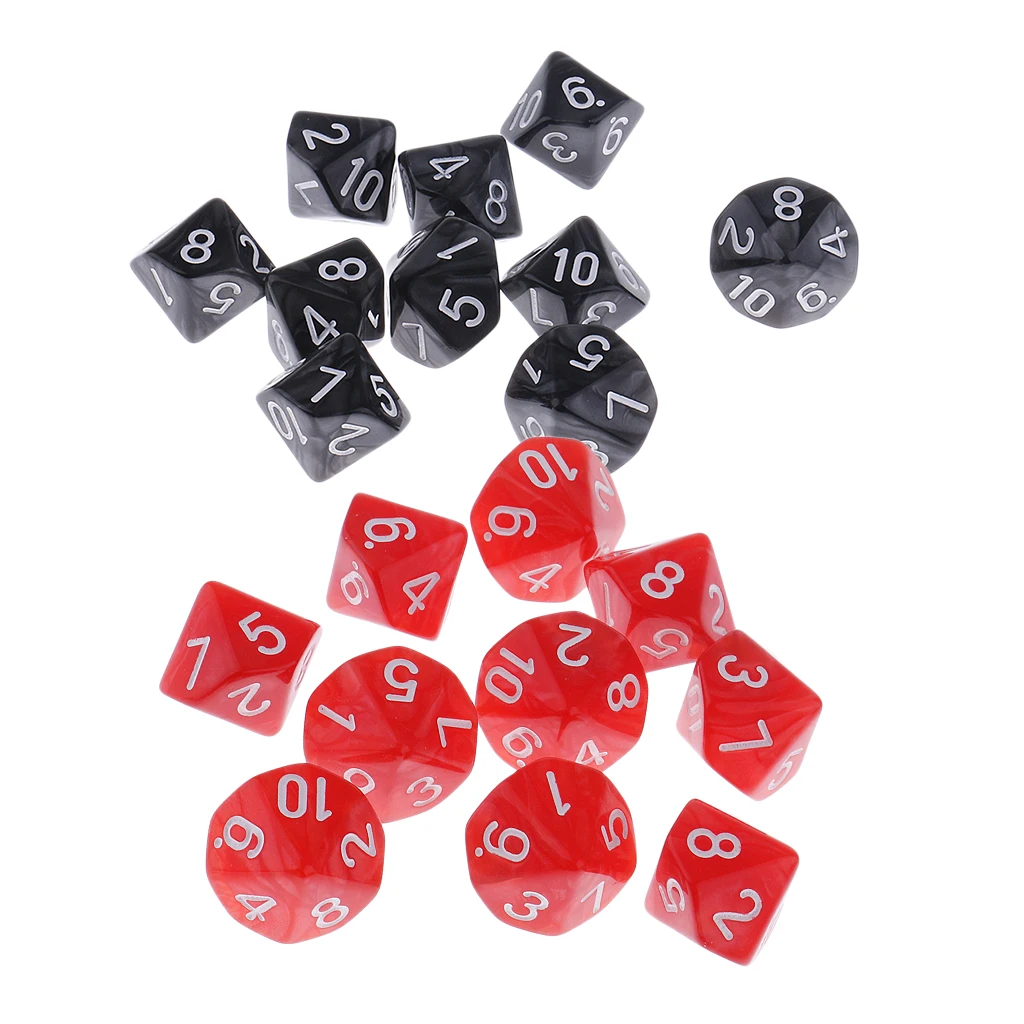 MagiDeal 20 штук Пластик 10 сторонняя кубики D10 набор для вечерние бар игровой
