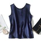 Майка женская атласная с круглым вырезом, шелковая блестящая рубашка без рукавов, уличная одежда в стиле Харадзюку, M30485