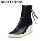 Женские ботильоны на платформе, на низком каблуке, со шнуровкой