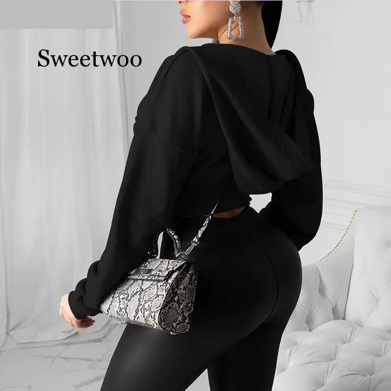 Женская толстовка на молнии SWEETWOO повседневная однотонная Толстовка с длинным