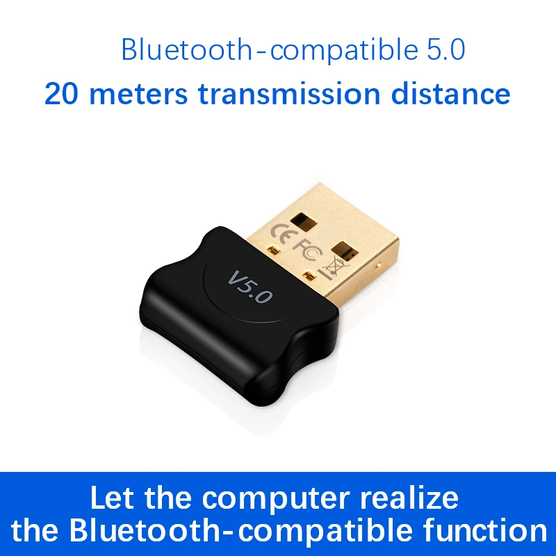 

USB Bluetooth-Compatible 5.0 Adapter Transmitter Receiver Audio Dongle Wireless USB Adapter For PC Laptop Data Dongle Receiver