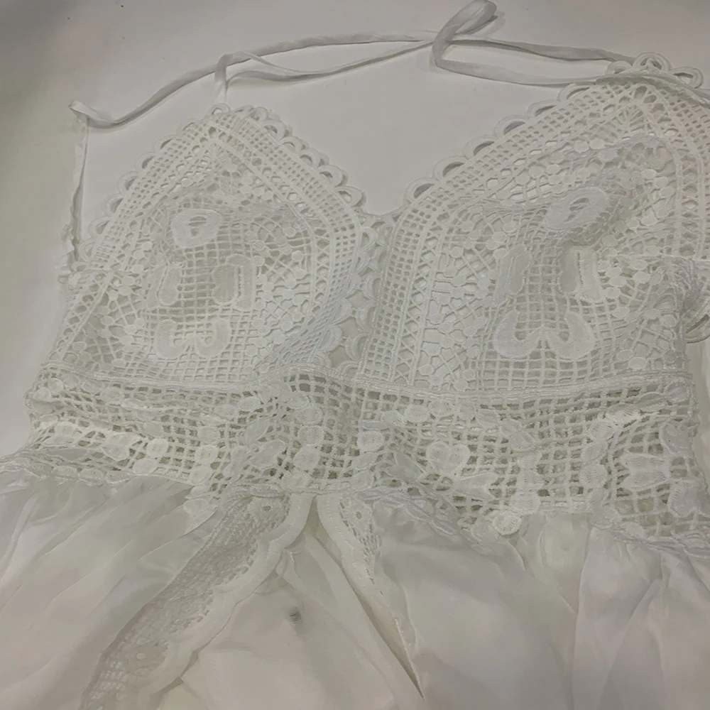 Сексуальные вечерние длинные платья из белого кружева элегантные 2 частей