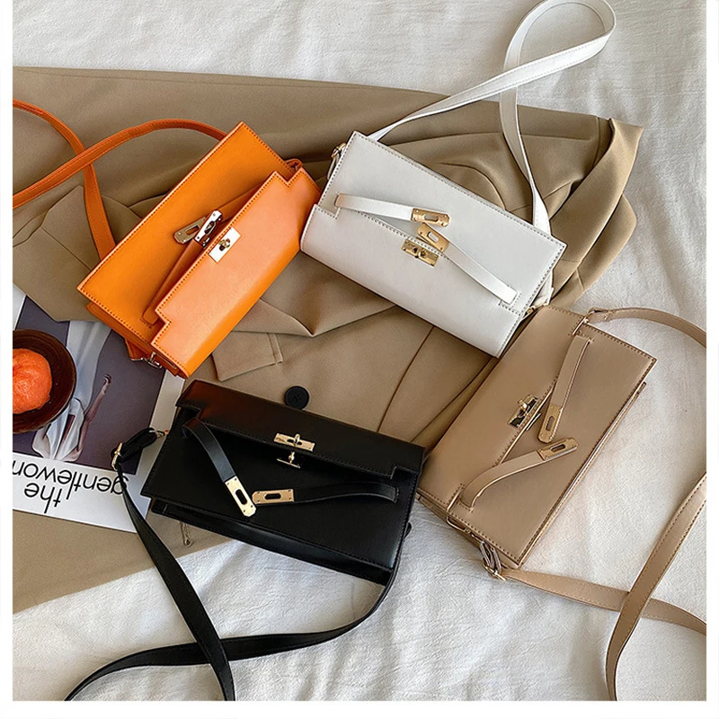 

Элегантная квадратная сумочка, сумка-багет 9,5 дюйма, сумка через плечо из ПУ, женская модная сумка через плечо