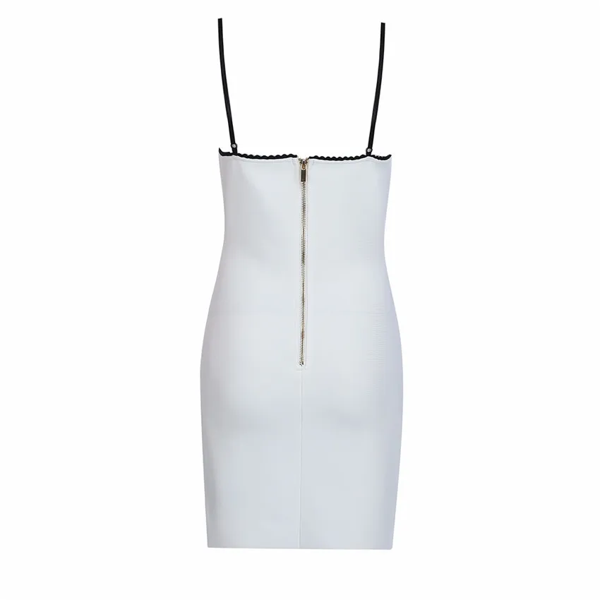 

Bevenccel Women Sexy White Bandage Dress 2020 New Arrival Spaghetti Straps Bodycon Elegant Dress Celebrity Evening Party Dress