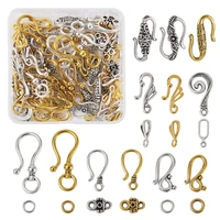 1 box mixed color tibetan style alloy hook and s hook clasps for jewelry key chain bracelet necklace links hook diy accessories