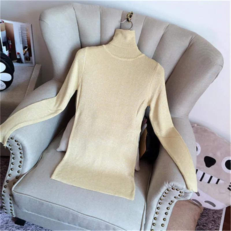 

Womens Knitted Sweaters Solid Autumn Winter Jumpers Female New Shiny Sequins Turtleneck Pullovers Women Long Sleeve Sweater