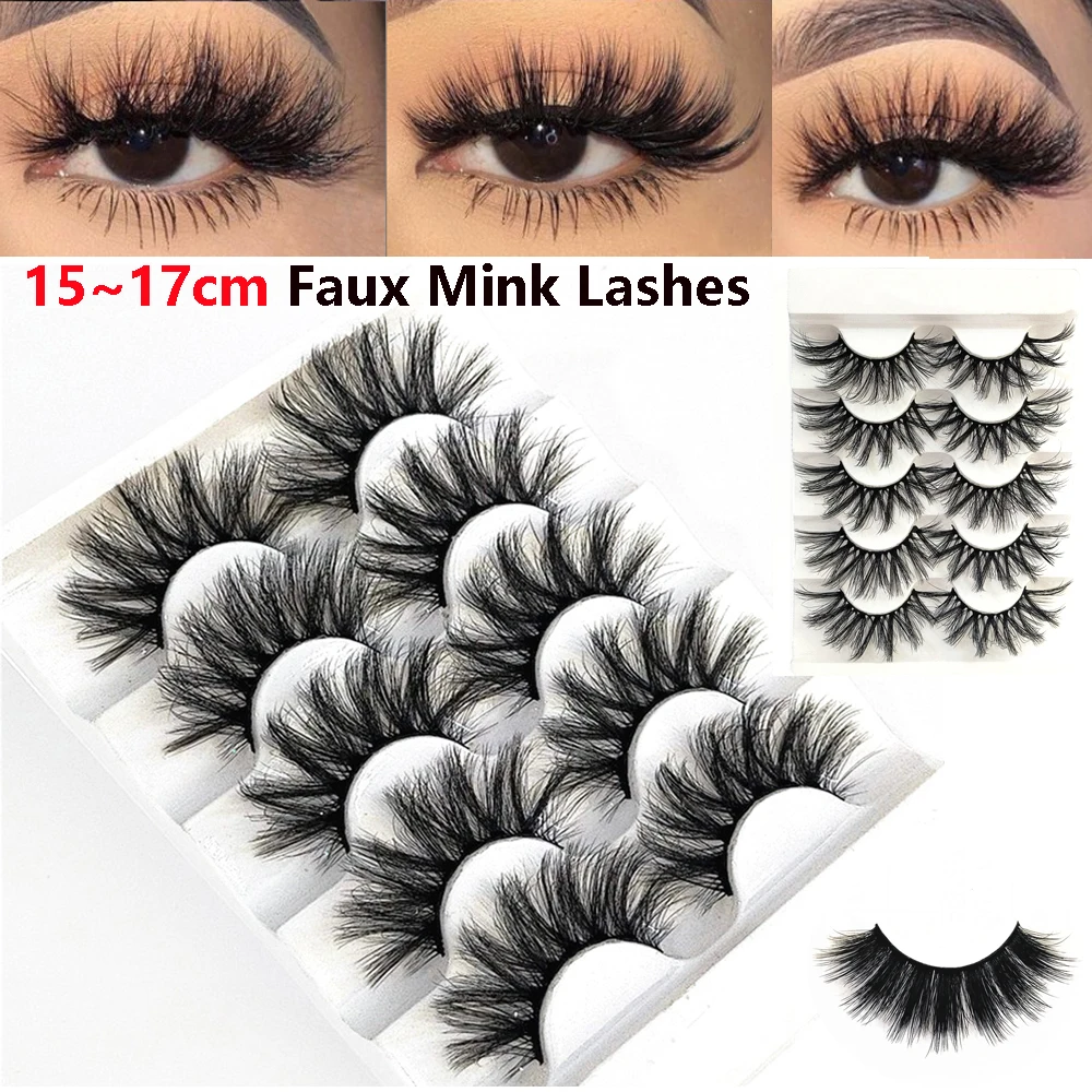 

5Pairs 6D Faux Mink Hair False Eyelashes Natural Long Fluffy Wispies Lashes Handmade Cruelty-free Eye Lash Extension Makeup Tool