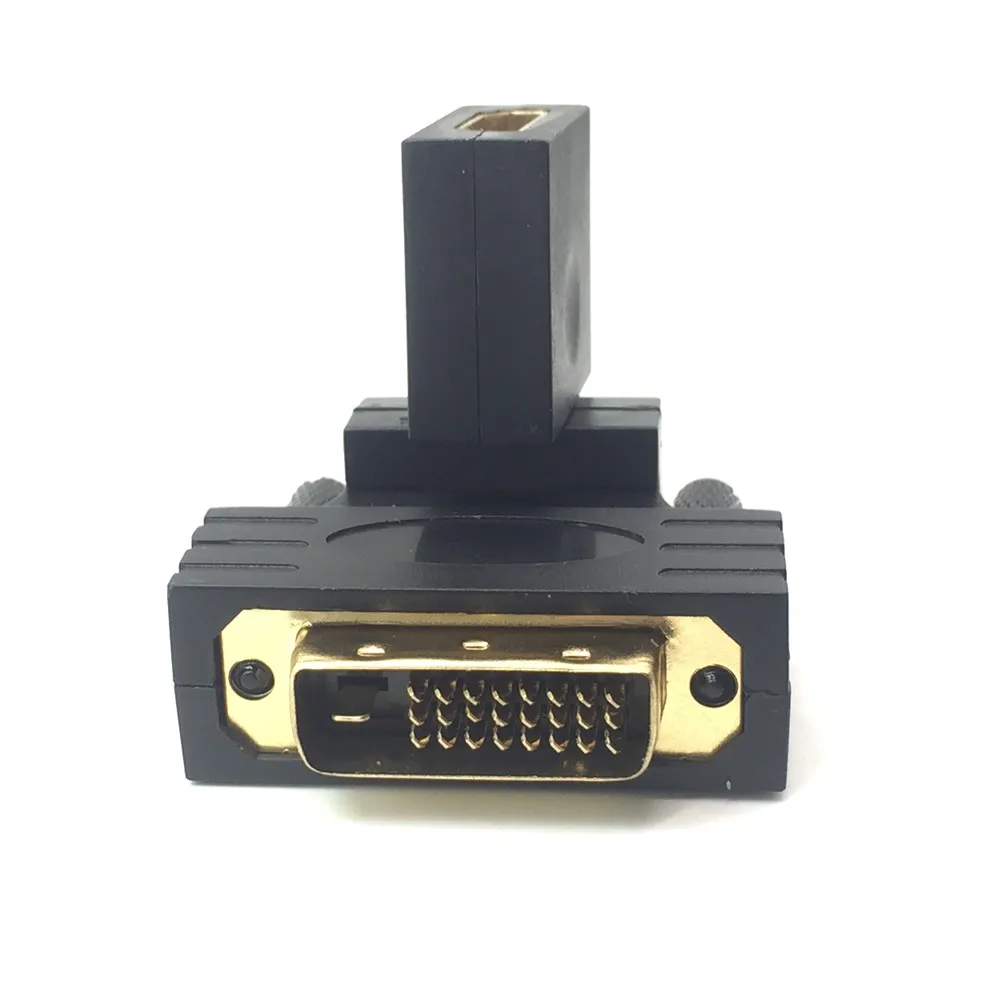 360 градусов DVI к HDMI совместимого адаптера D 24 + 1 мужчина HDTV женский Righr угловой