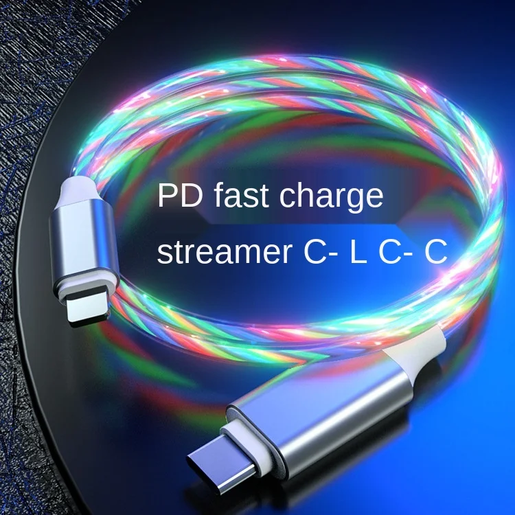 

Usb phone charging cable flowing light charging cord led wire for micro usb type c Illuminated Fast charger