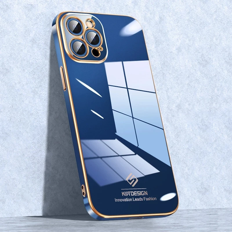 

Silicone Soft Gold Plating Telefoon Geval Voor Iphone 12 11 Pro Max Mini Back Cover fundas