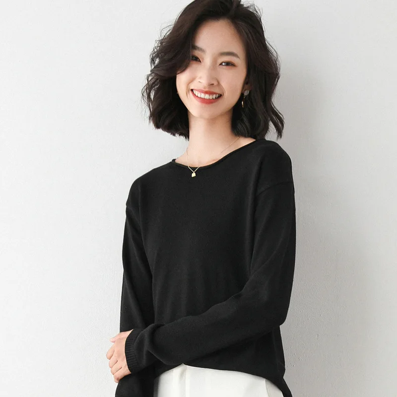 

MRMT 2021 Brand New Women's Spring Autumn T-shirt Comfortable Round Neck Korean Loose Sweater Versatile Bottomed T-shirt Women