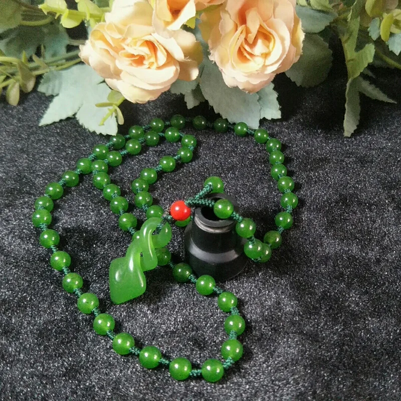 Ожерелье с подвеской в виде сердца из натурального зеленого китайского нефрита